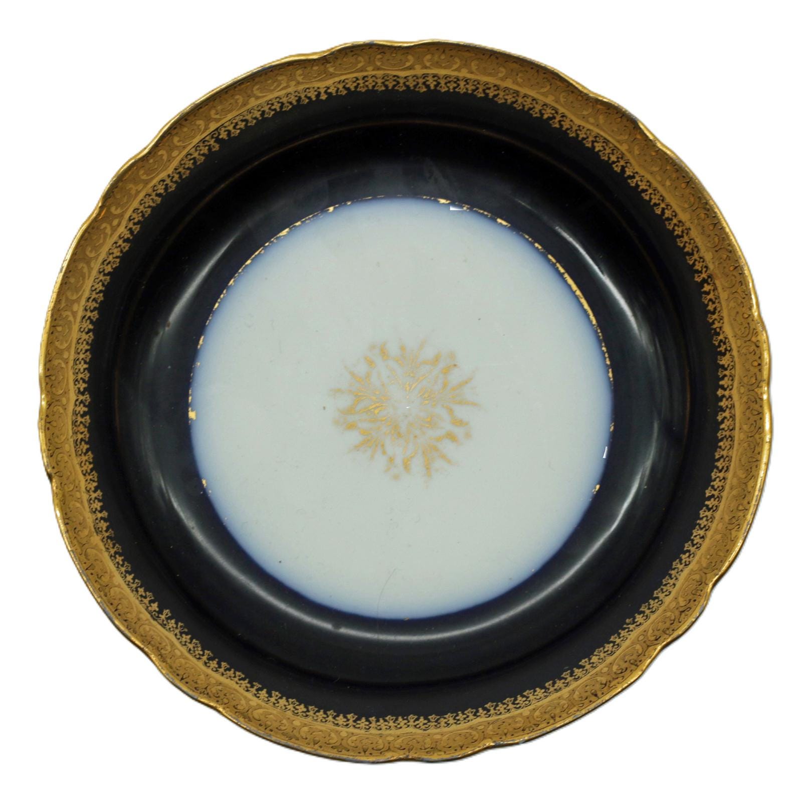 Jean Pouyat Limoges Cobalt and Gilt Bowl