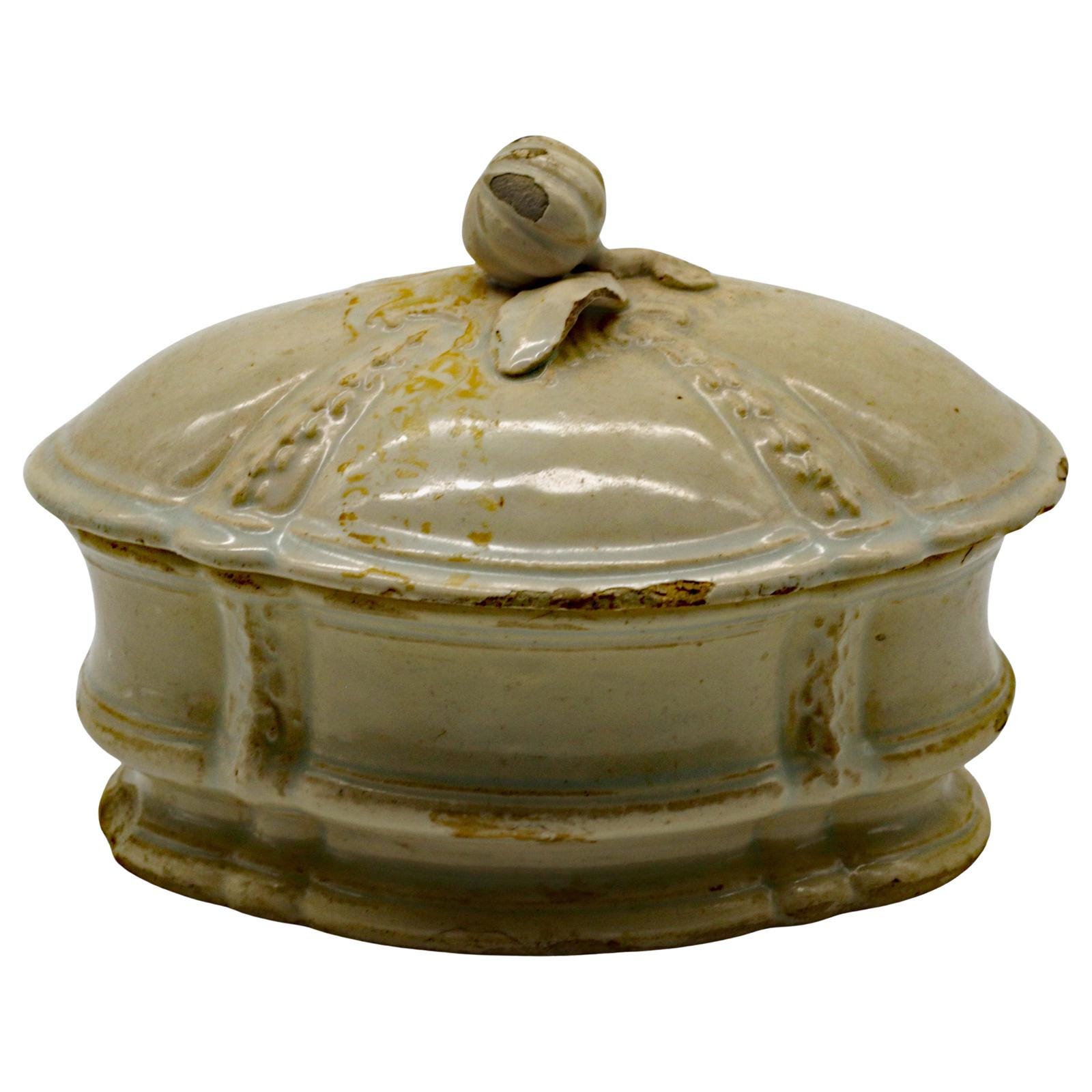 Antique Georgian Creamware Divided Lidded Box