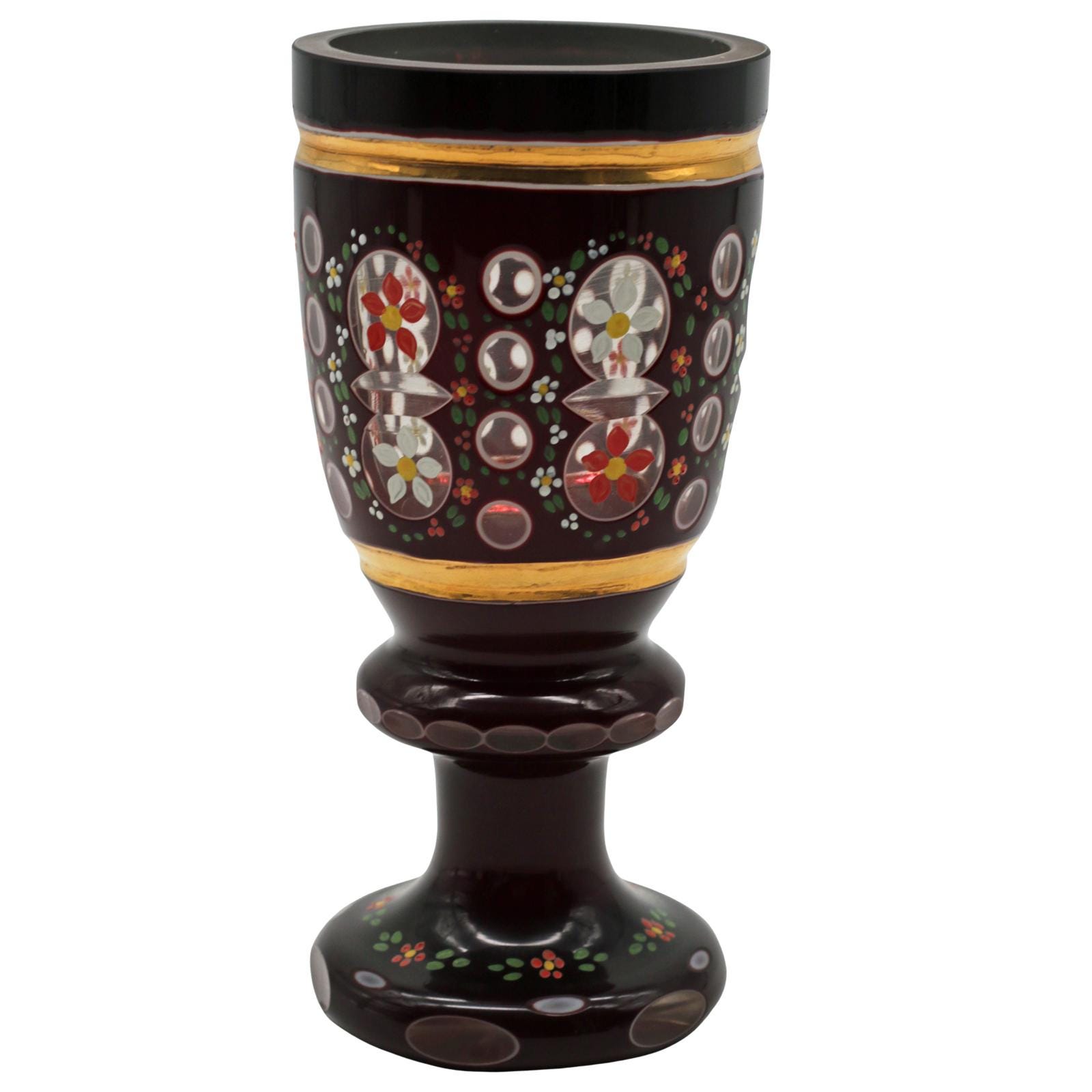 Antique Bohemian Cut-to-Clear Crystal Chalice